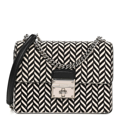 Dolce & Gabbana Chevron Rosalia Shoulder Bag Black White 1 of 9