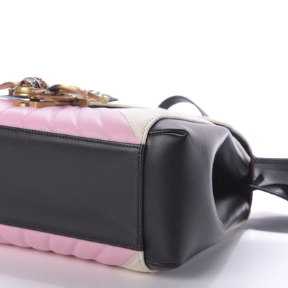 Gucci Calfskin Bamboo Trapuntata Queen Margaret Top Handle Bag Blue Agata Hibiscus Red Mystic White Sugar Pink 9 of 10