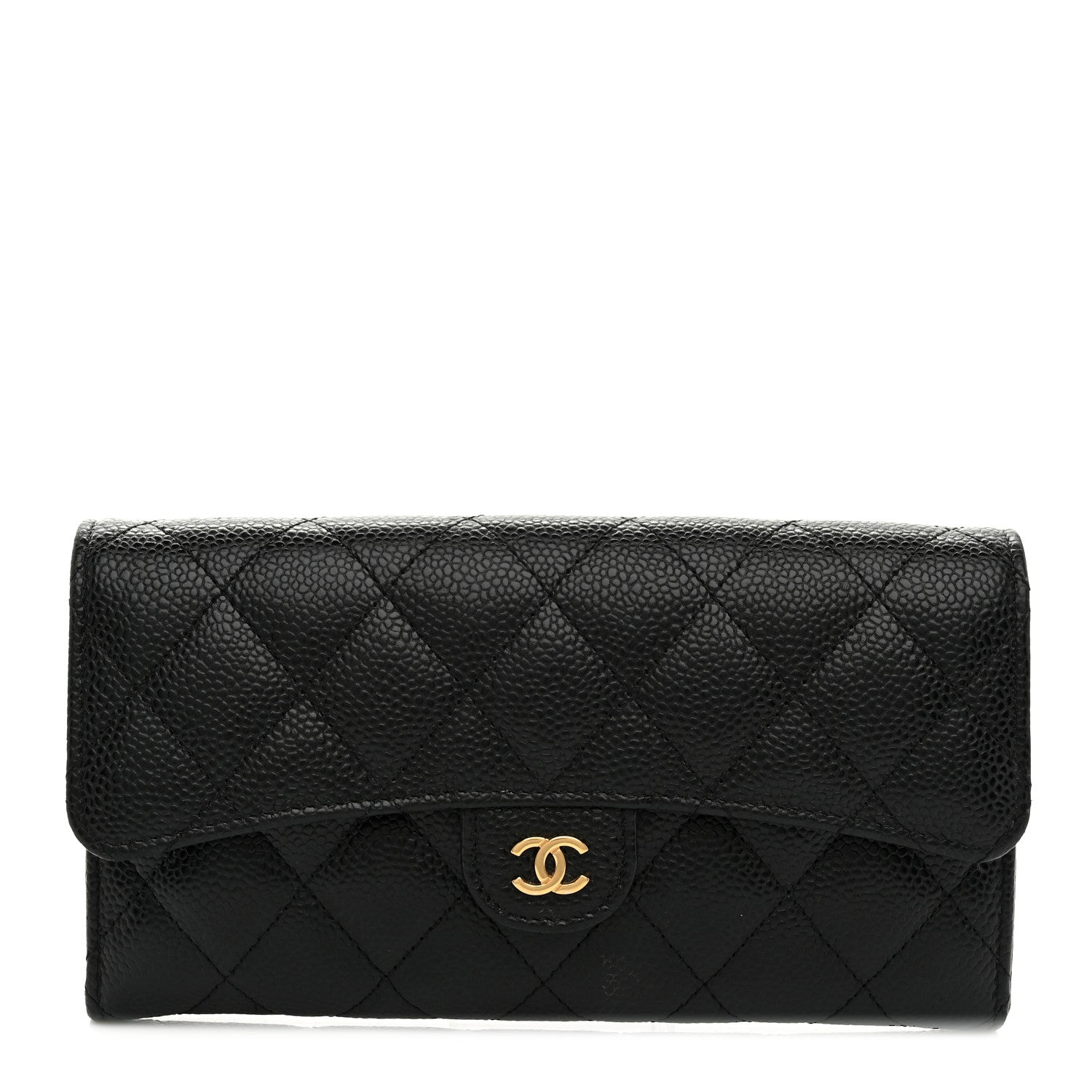 Chanel Caviar Quilted Large Gusset Flap Wallet Black 1 of 9