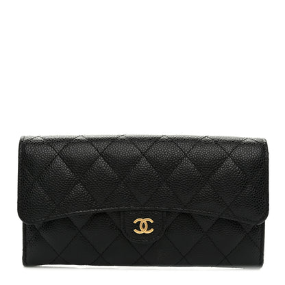 Chanel Caviar Quilted Large Gusset Flap Wallet Black 1 of 9
