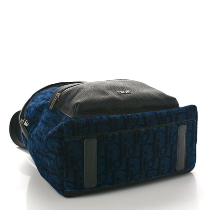 Christian Dior Oblique Velvet Calfskin Backpack Navy 4 of 11