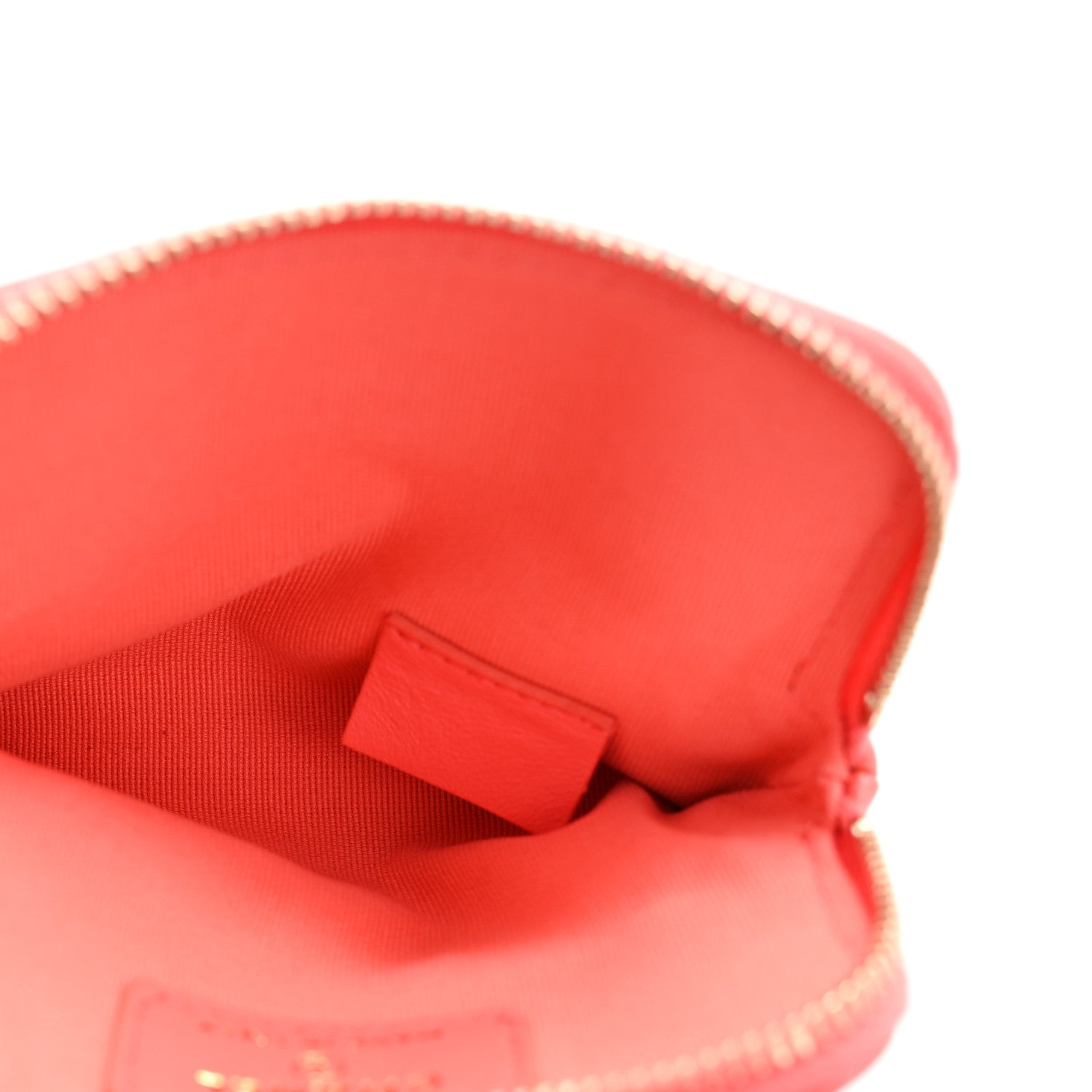 Chanel Lambskin Quilted Zip Card Holder Wallet Coral 5 of 9