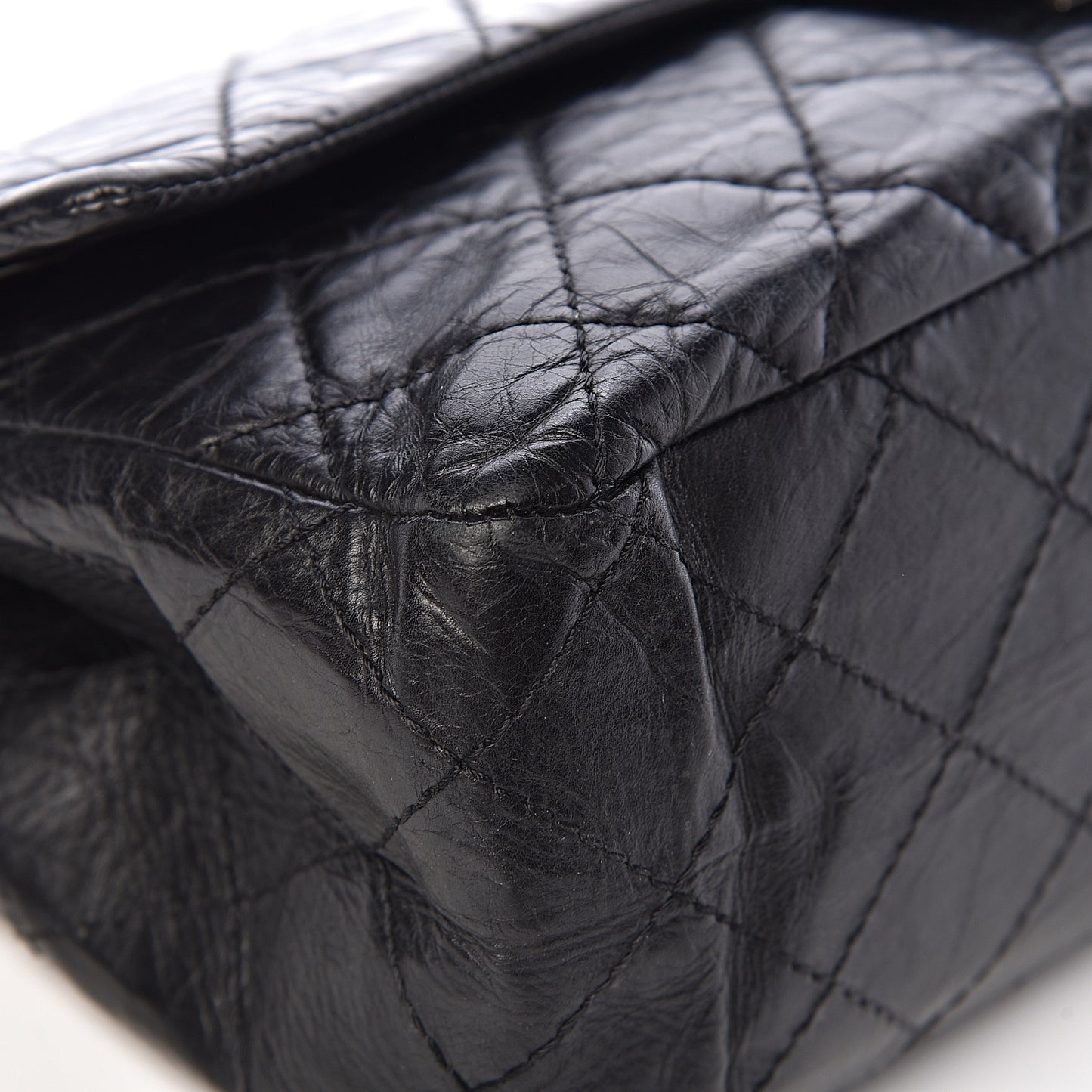 Aged Calfskin Quilted 2.55 Reissue 227 Flap Black