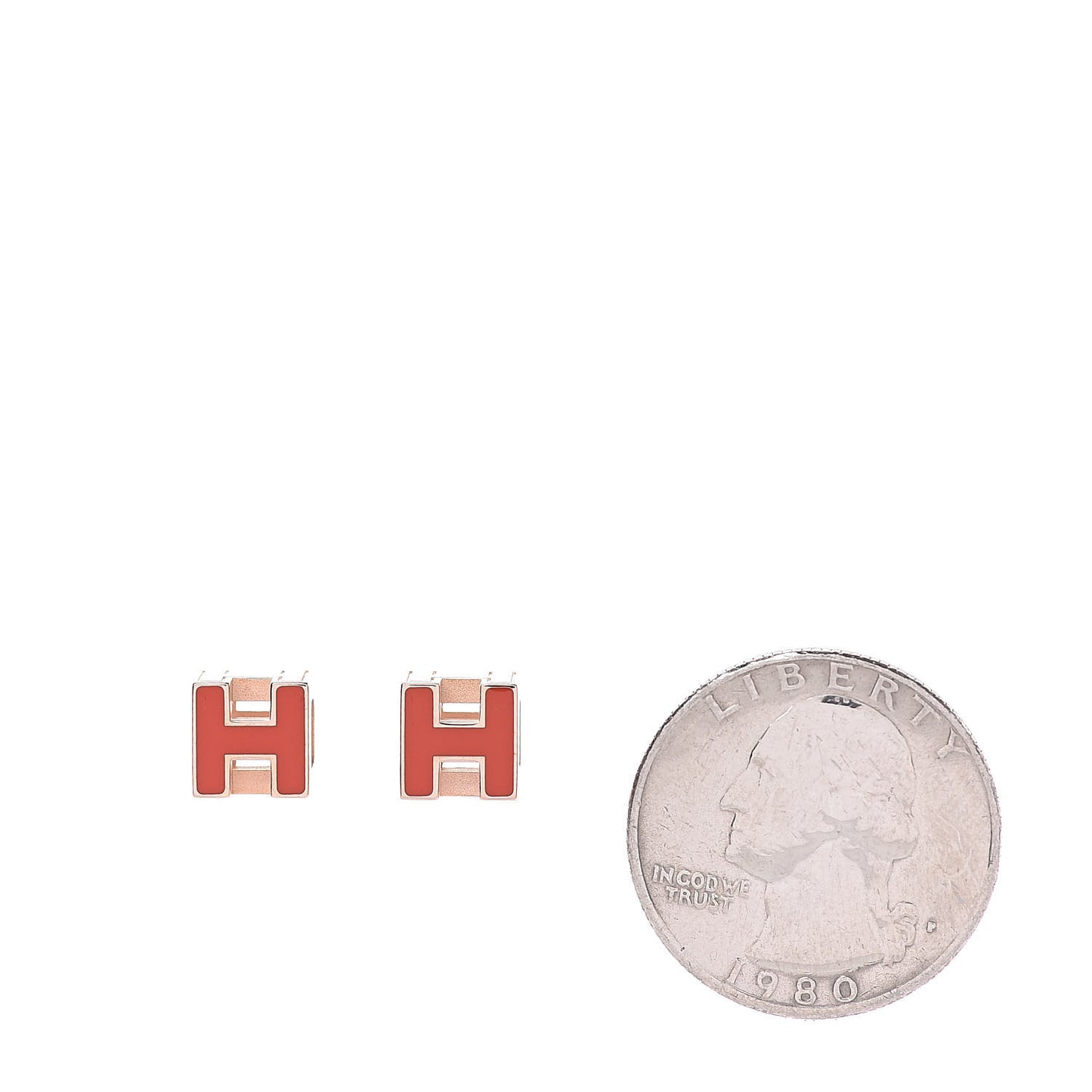 Rose Gold Plated Cage d'H Earrings Orange Fonce