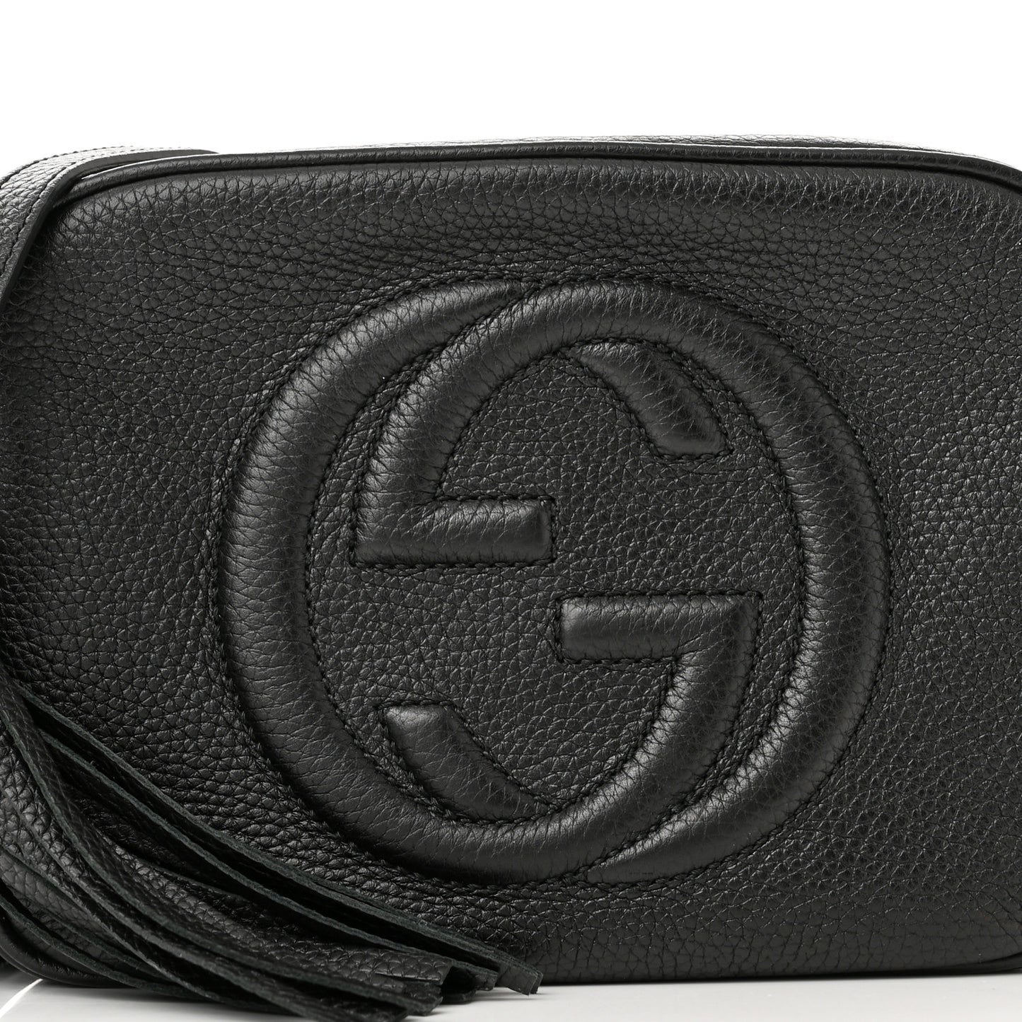 Pebbled Calfskin Small Soho Disco Bag Black