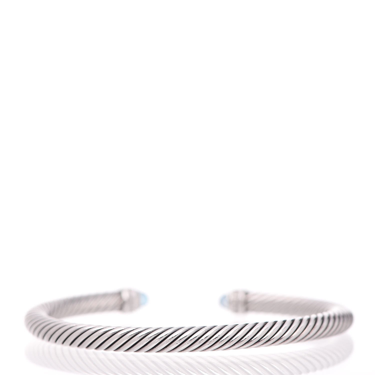 David Yurman Sterling Silver Diamond Blue Topaz 5mm Cable Classics Bracelet 3 of 4