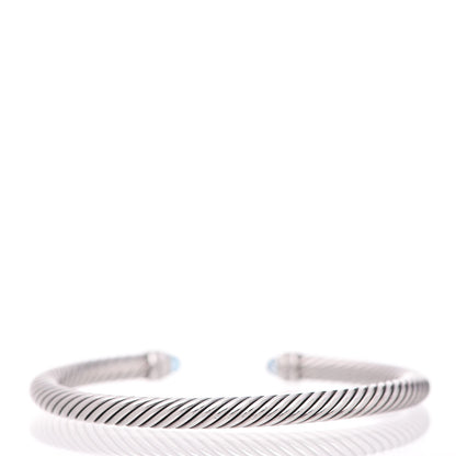 David Yurman Sterling Silver Diamond Blue Topaz 5mm Cable Classics Bracelet 3 of 4