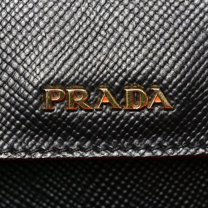 Prada Saffiano Cuir Large Double Bag Black Fuoco 6 of 9