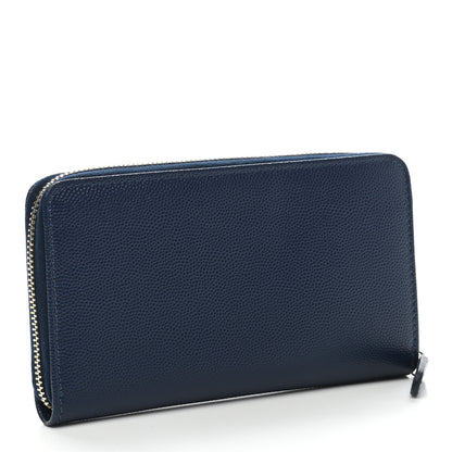 Chanel Caviar Studded Deauville Small Zip Around Wallet Navy 3 of 8