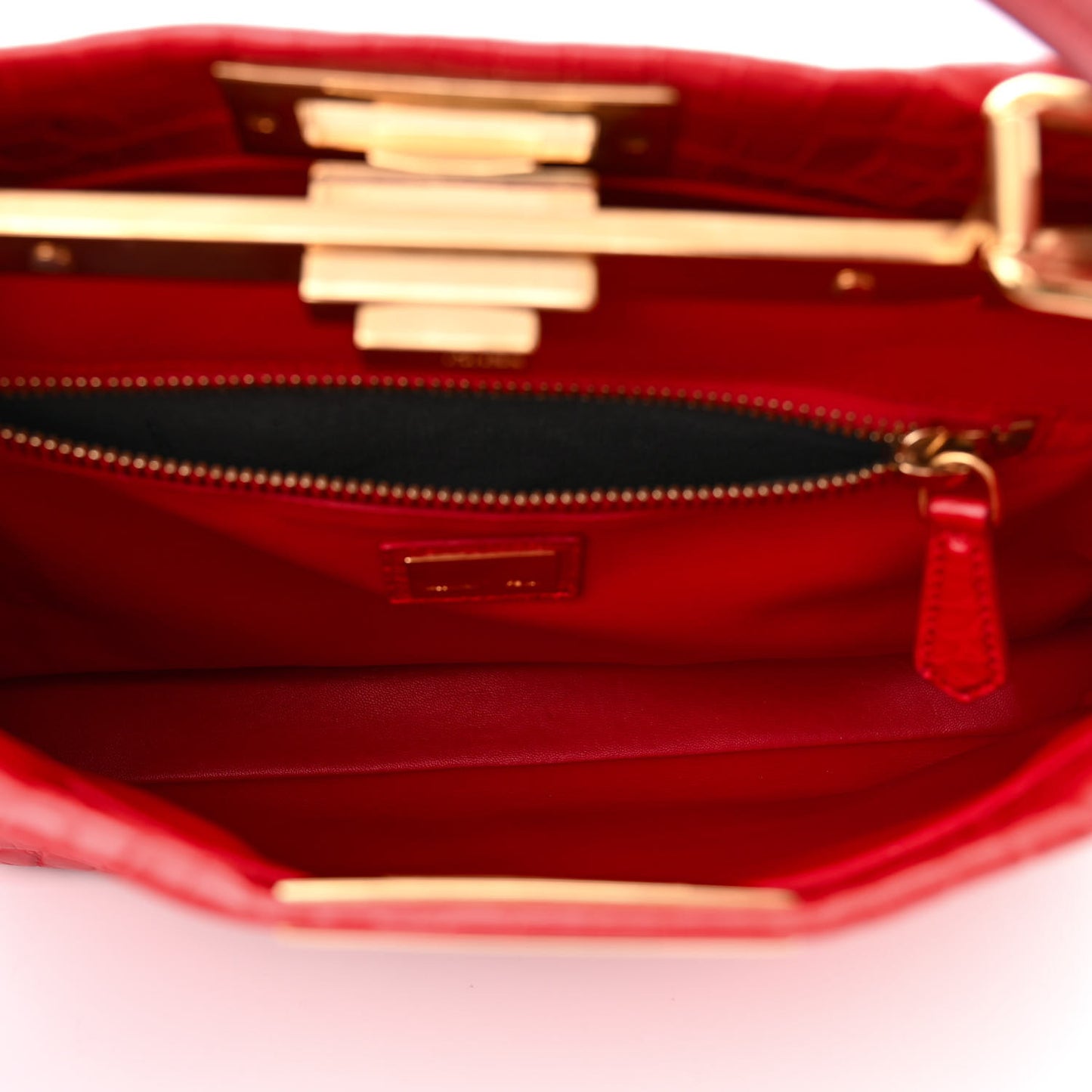 Shiny Crocodile Shiny Nappa Medium Peekaboo Iconic Satchel Red