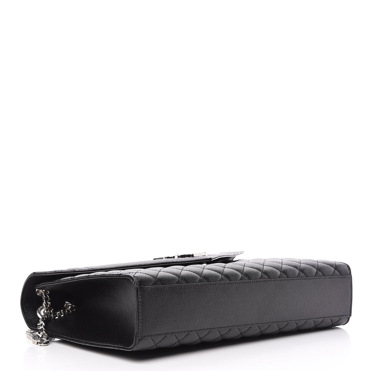 Grain De Poudre Textured Mixed Matelasse Large Triquilt Monogram Satchel Black