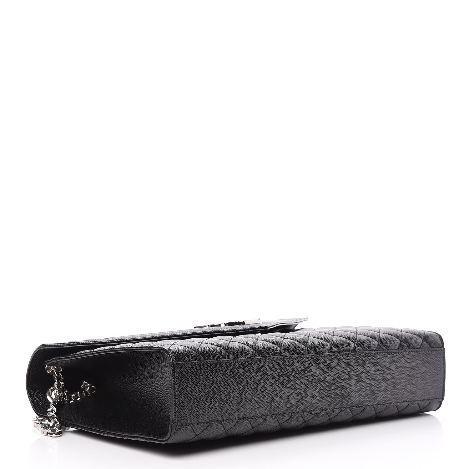 Saint Laurent Grain De Poudre Textured Mixed Matelasse Large Triquilt Monogram Satchel Black 4 of 11