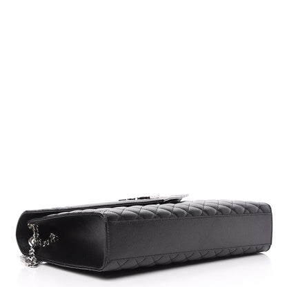 Saint Laurent Grain De Poudre Textured Mixed Matelasse Large Triquilt Monogram Satchel Black 4 of 11