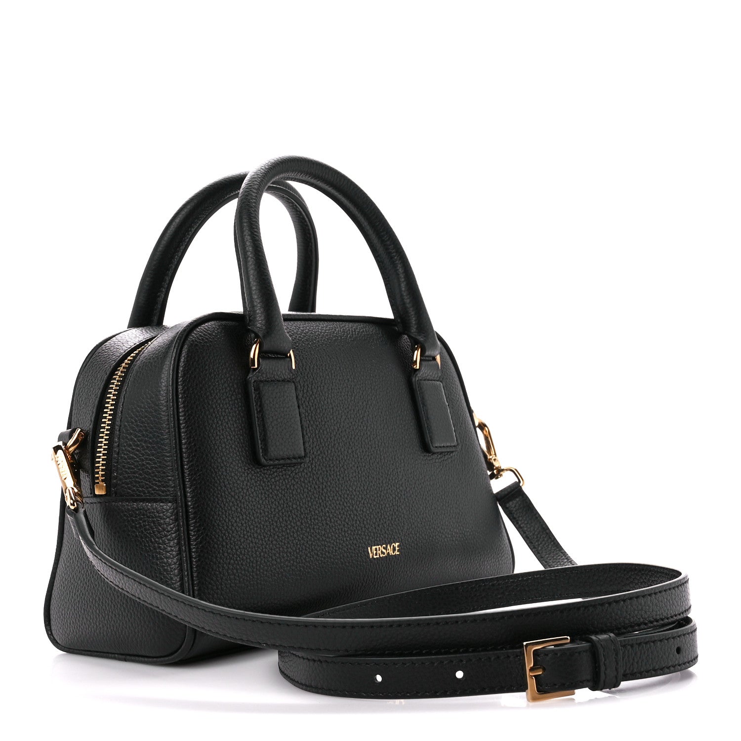 Versace Saffiano Virtus Small Bowling Bag Black 3 of 15
