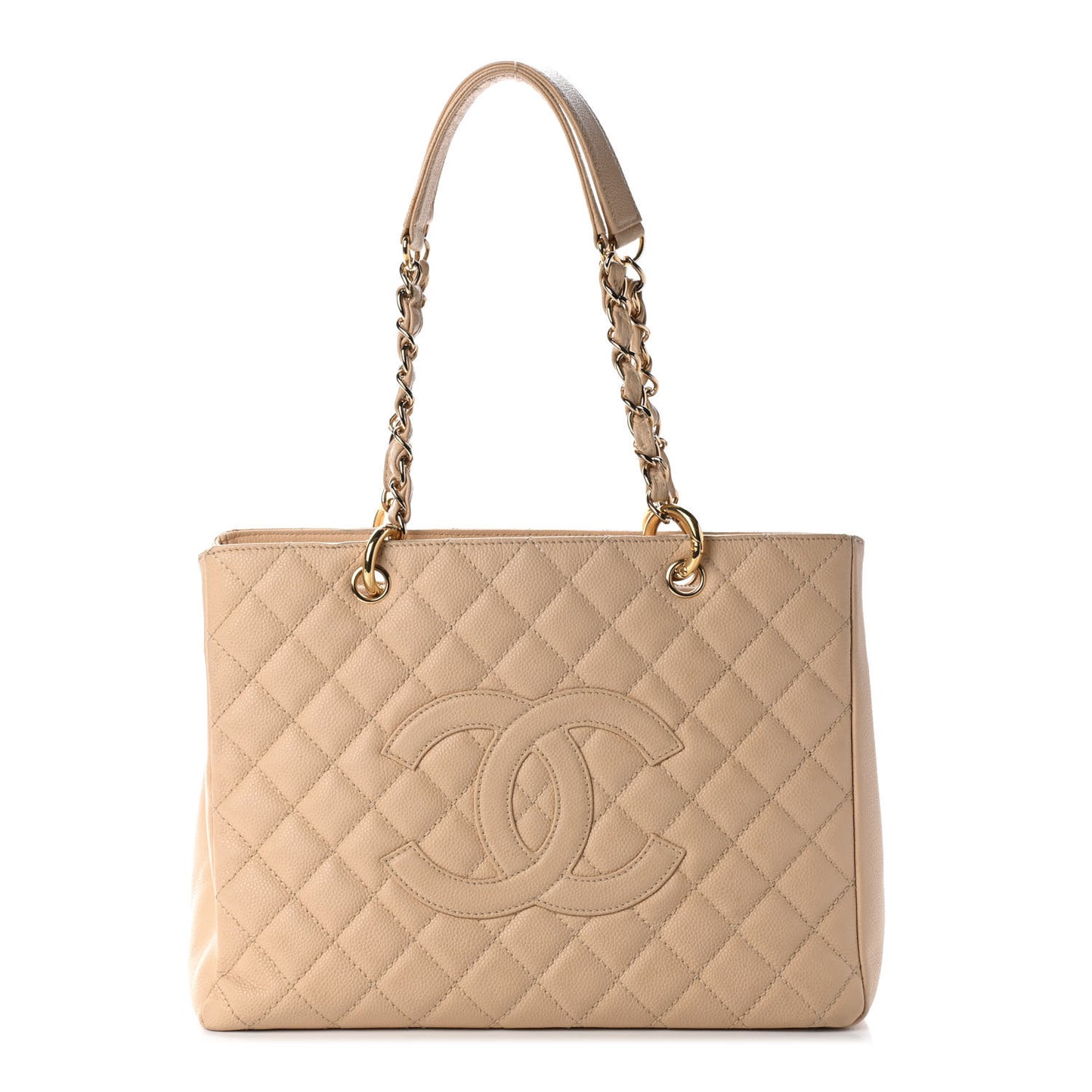Caviar Quilted Grand Shopping Tote GST Beige Clair