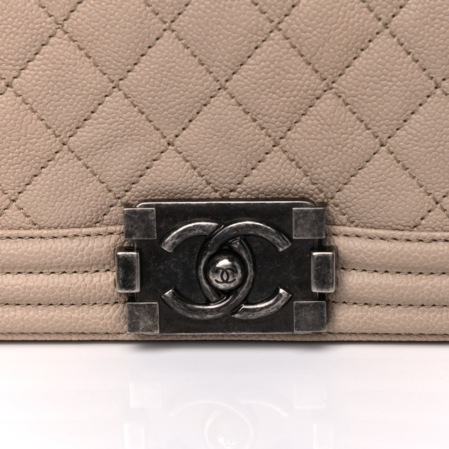 Caviar Quilted Small Boy Flap Light Beige