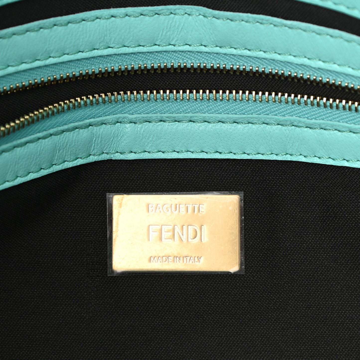 Nappa FF 1974 Embossed Baguette Spring Turquoise