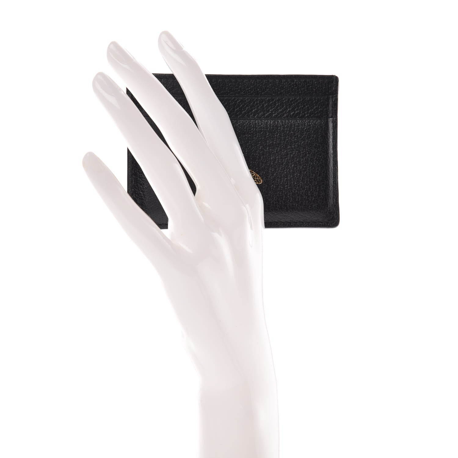 Gucci Pebbled Calfskin Animalier Card Holder Black 2 of 12