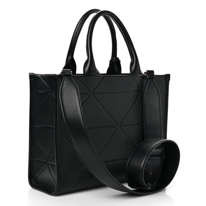 Prada Soft Calfskin Triangolo Symbole Embossed Small Tote Black 3 of 9