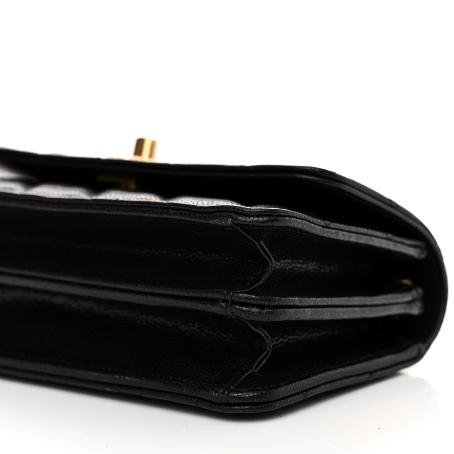Caviar Quilted Chain Link Clutch With Chain Black