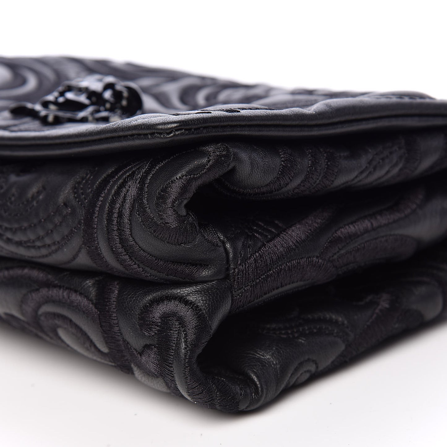 Nappa Embroidered Baroque Palazzo Sultan Shoulder Bag Black