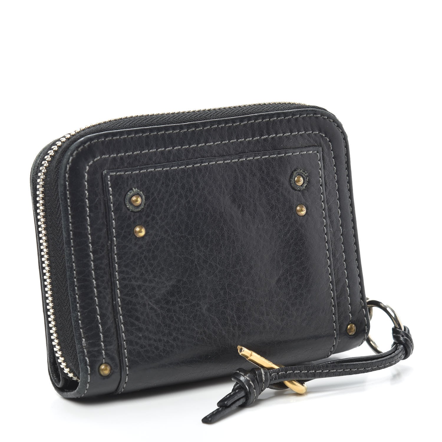 Chloe Calfskin Paddington Compact Zip Around Coin Purse Wallet Black 3 of 7