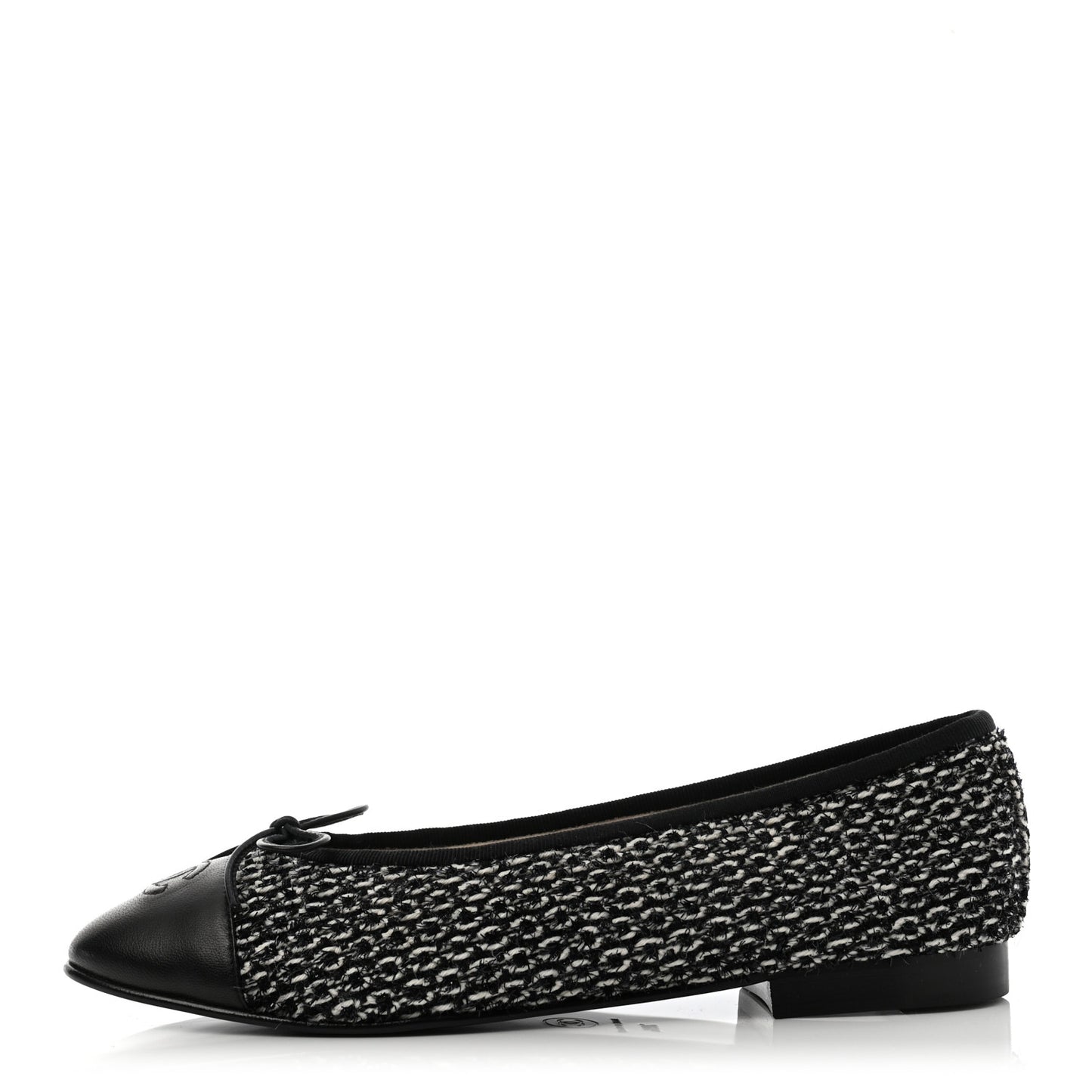 Lambskin Tweed Cap Toe Ballerina Flats 39.5 Black White