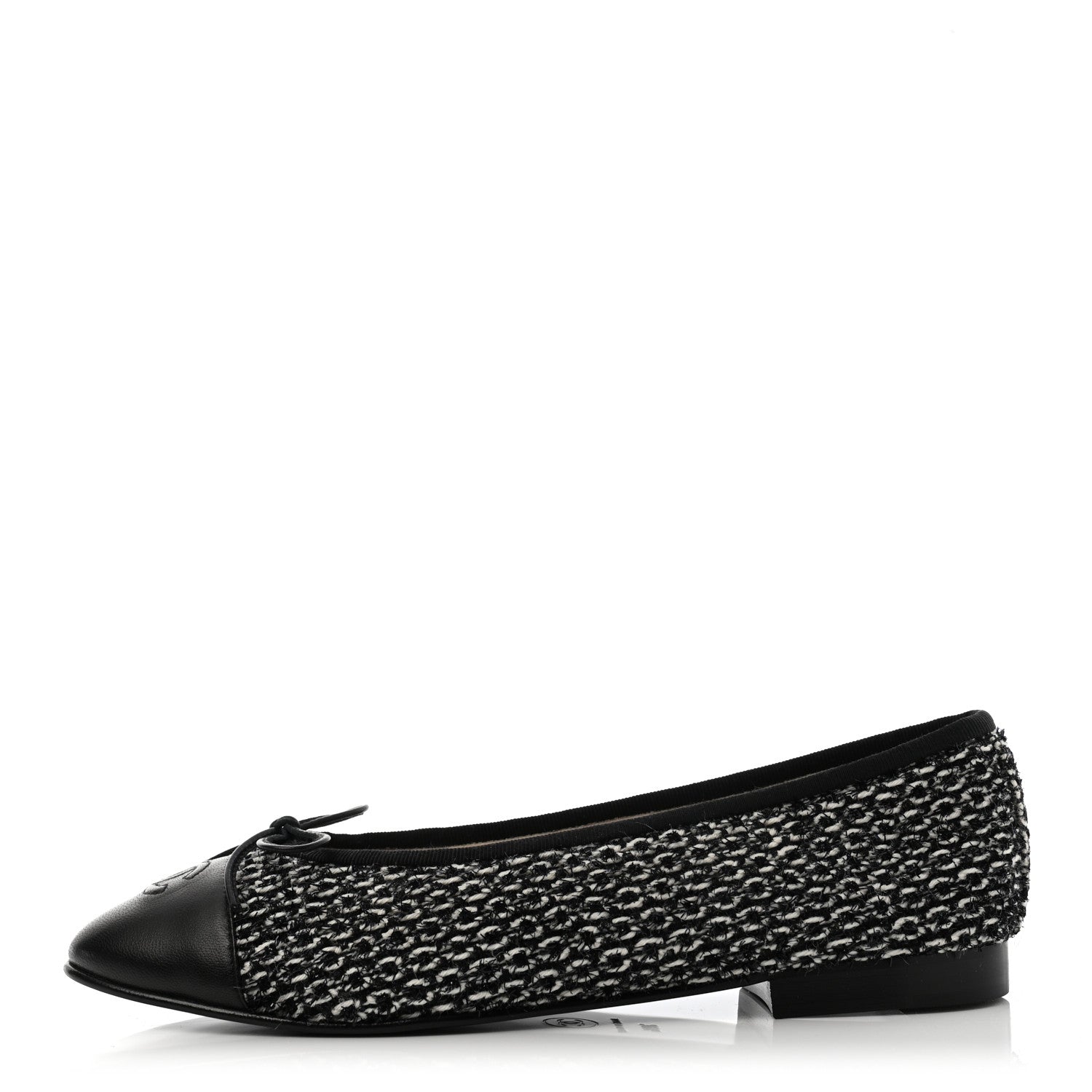Chanel Lambskin Tweed Cap Toe Ballerina Flats 39.5 Black White 1 of 8
