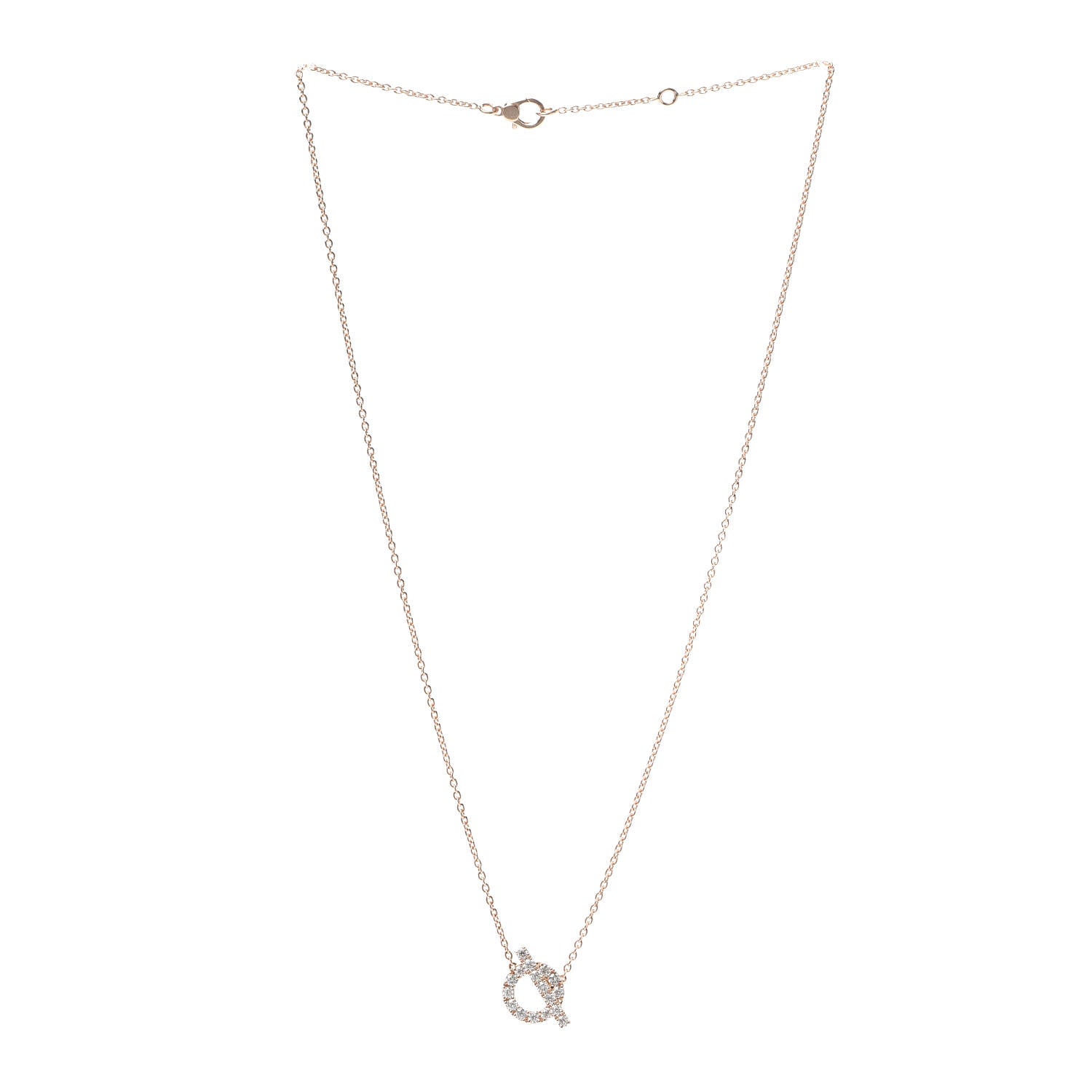 Hermes 18K Rose Gold Diamond Finesse Pendant Necklace 3 of 6