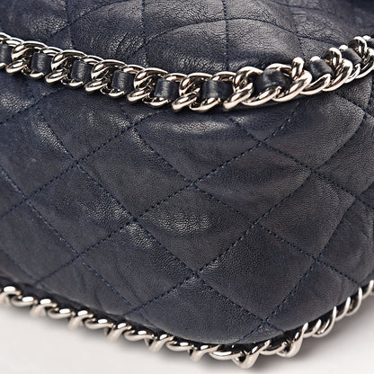 Chanel Washed Lambskin Quilted Chain Around Maxi Flap Dark Navy Blue 10 of 11