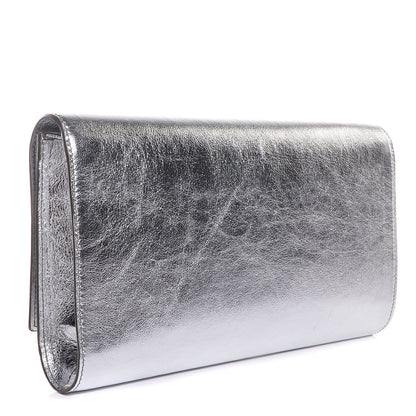 Saint Laurent Metallic Leather Large Belle De Jour Clutch Silver 3 of 7