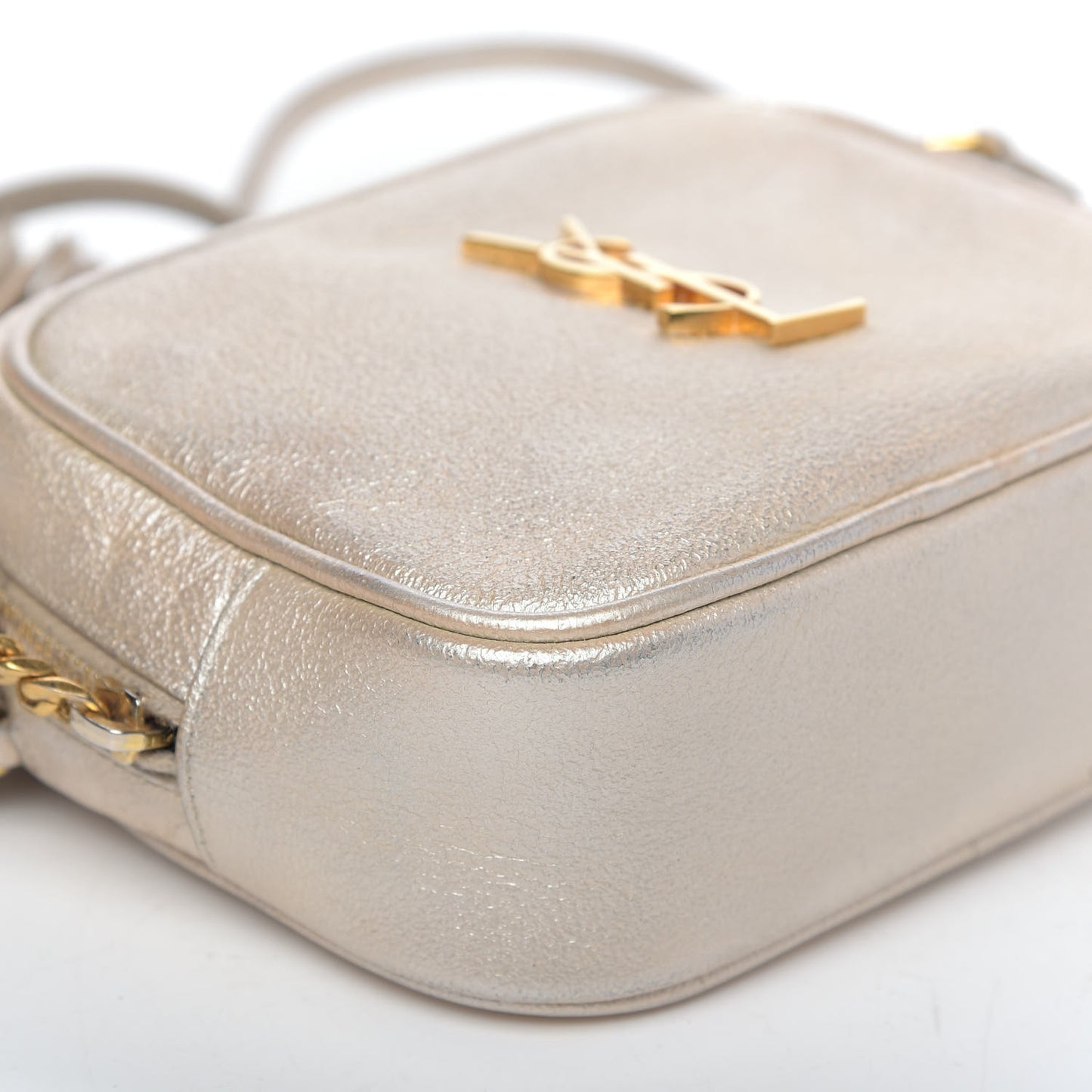 Metallic Calfskin Monogram Blogger Bag Gold