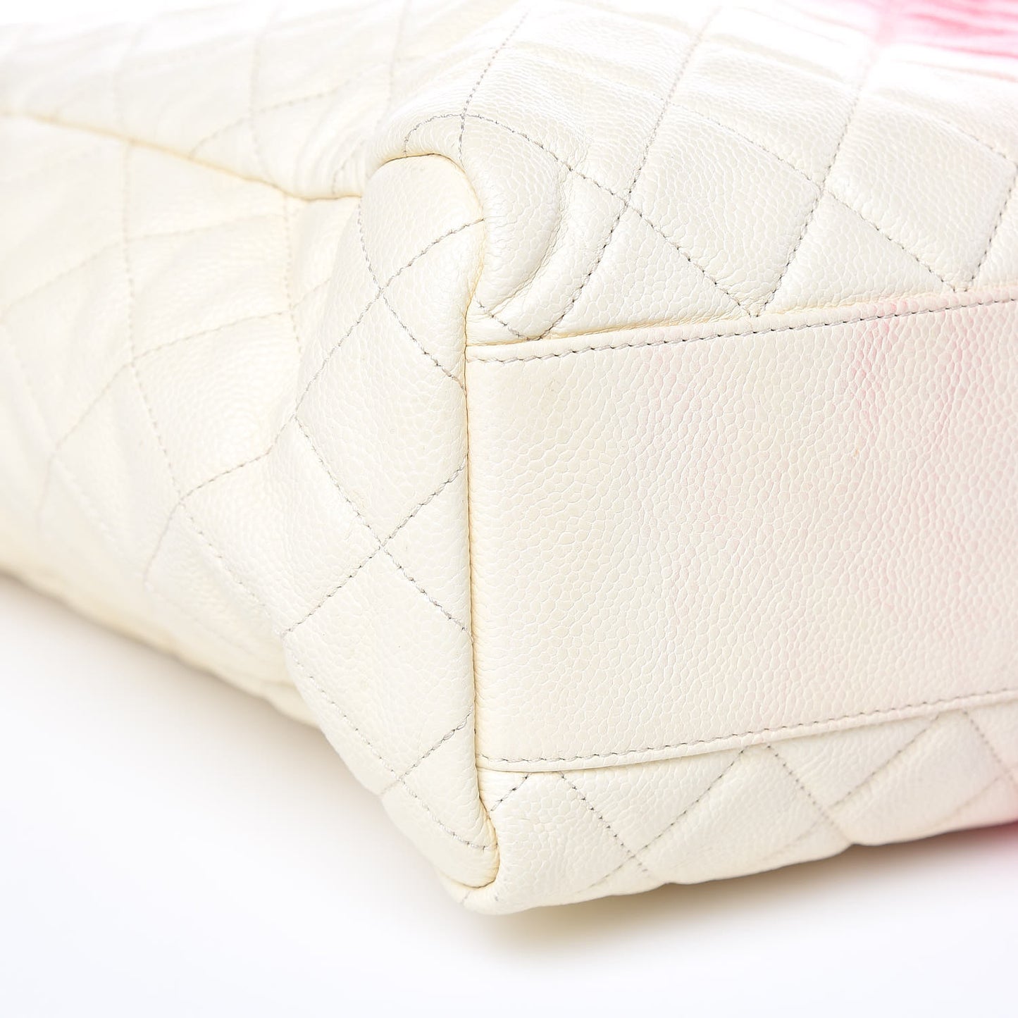 Caviar Ombre Large Shopping Tote White Rose