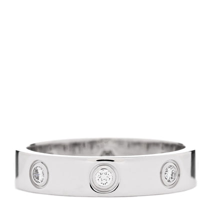 Cartier 18K White Gold 8 Diamond 4mm Wedding Band LOVE Ring 51 5.75 1 of 5