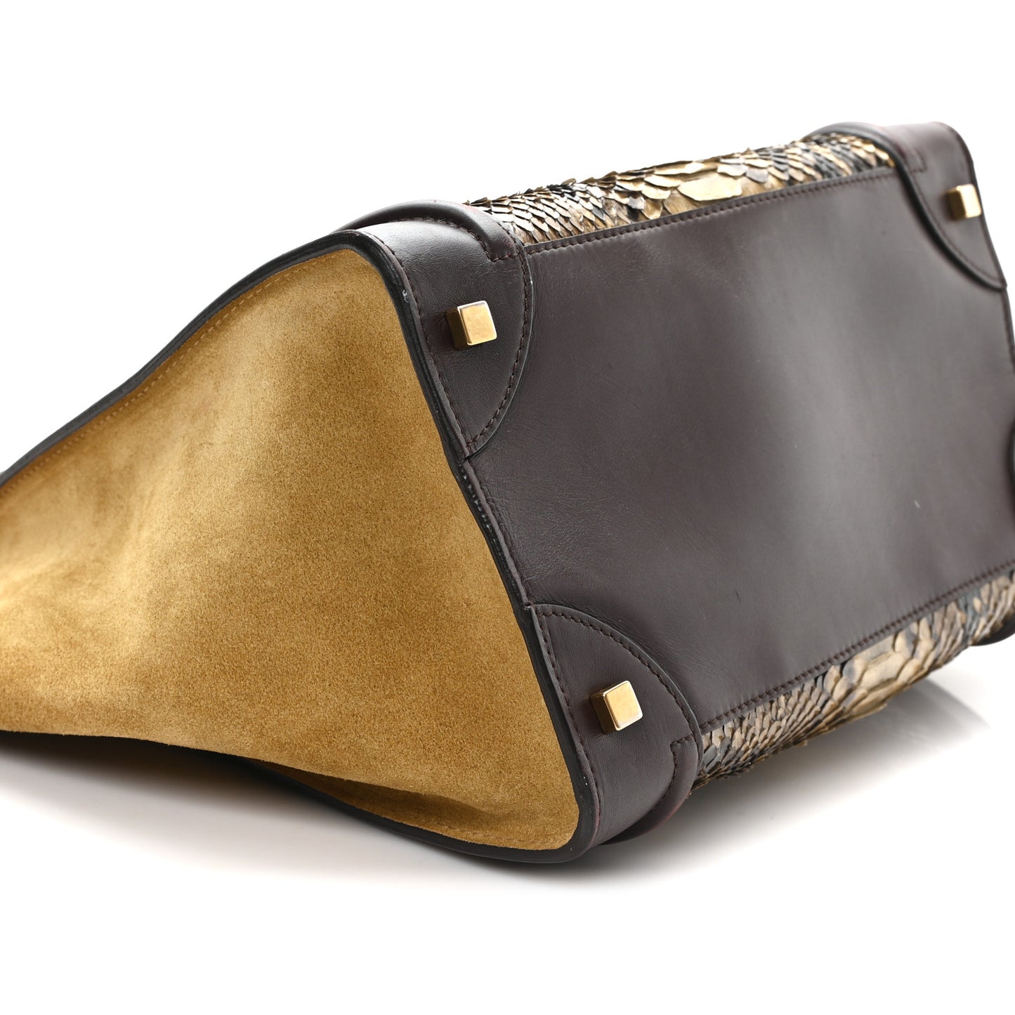 Snakeskin Suede Mini Luggage Brown Multicolor