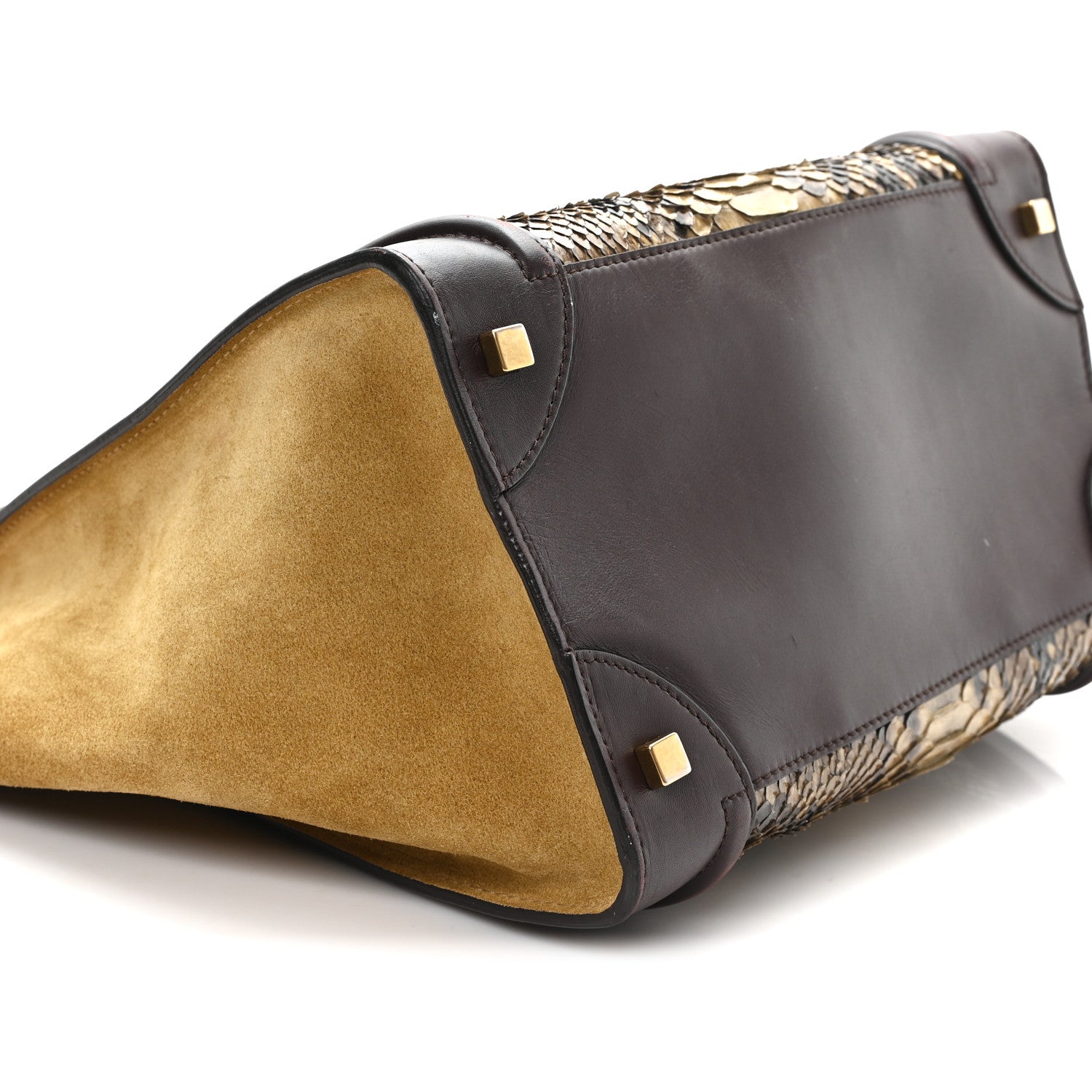 Celine Snakeskin Suede Mini Luggage Brown Multicolor 8 of 10