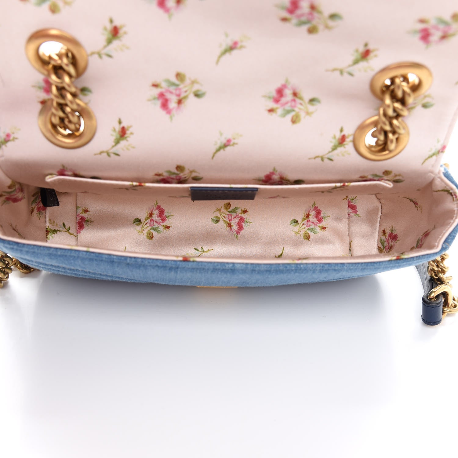 Gucci Denim Matelasse Mini Pearly GG Marmont Shoulder Bag Blue 5 of 9