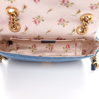 Gucci Denim Matelasse Mini Pearly GG Marmont Shoulder Bag Blue 5 of 9