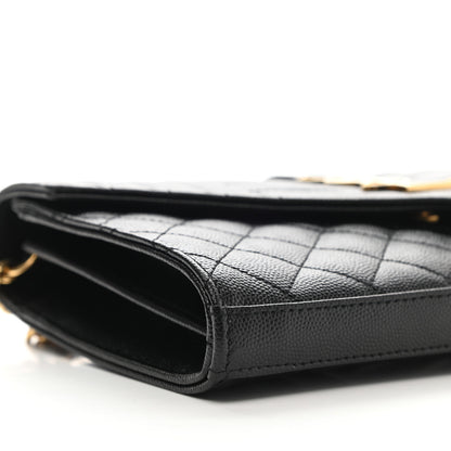 Saint Laurent Grain De Poudre Mixed Matelasse Triquilt Monogram Chain Wallet Black 8 of 11