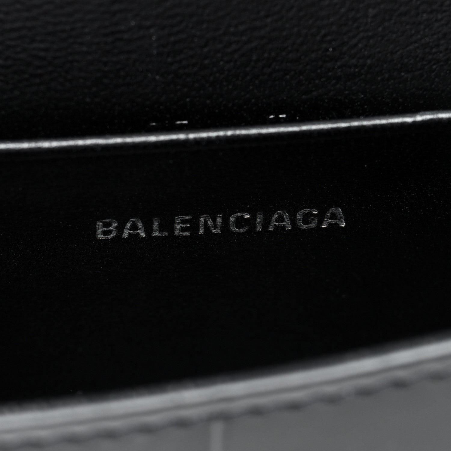 Balenciaga Shiny Calfskin Monochrome Crocodile Embossed Hourglass Top Handle Bag Mini Black 6 of 9