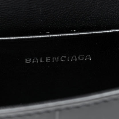 Balenciaga Shiny Calfskin Monochrome Crocodile Embossed Hourglass Top Handle Bag Mini Black 6 of 9