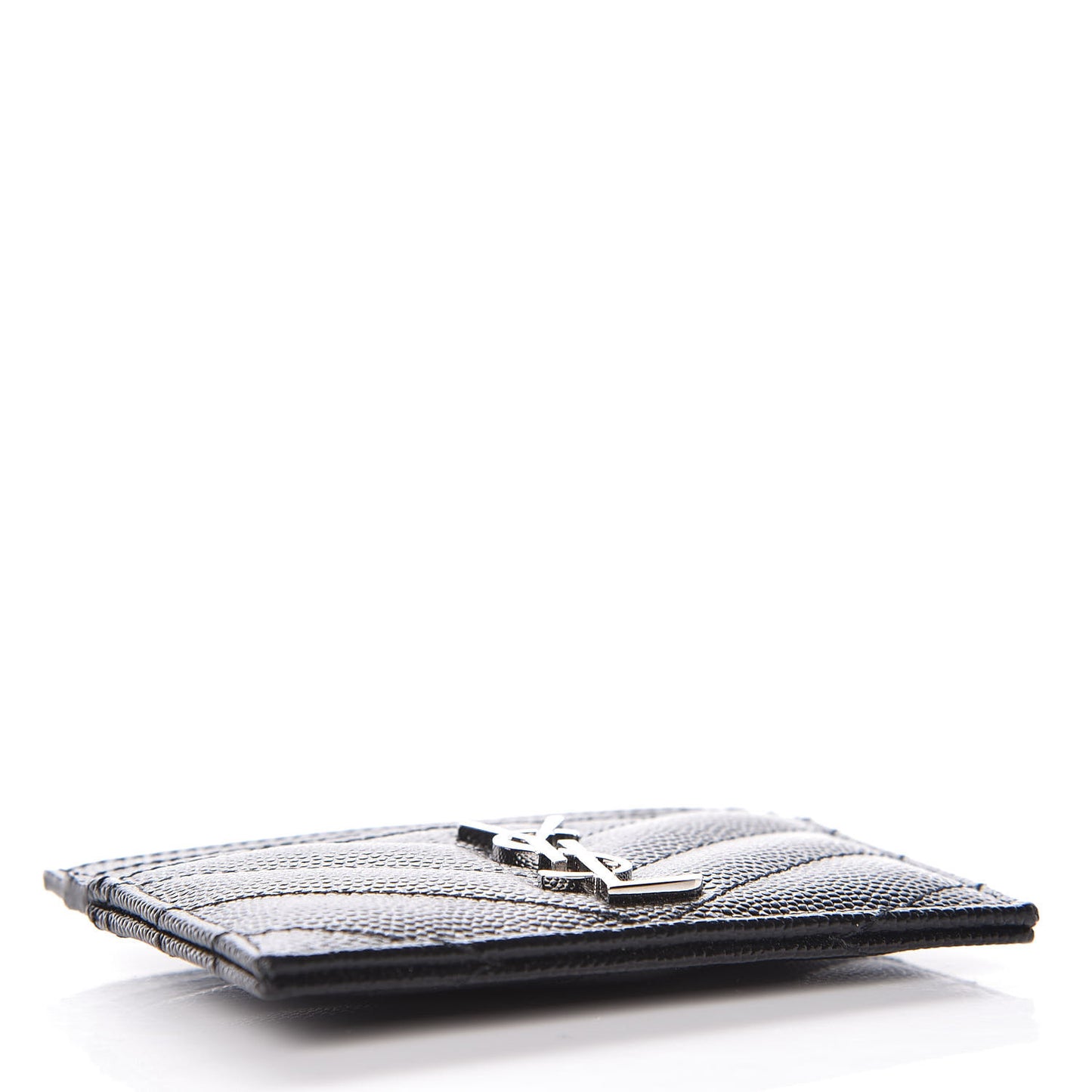 Grain De Poudre Matelasse Chevron Monogram Credit Card Case Black