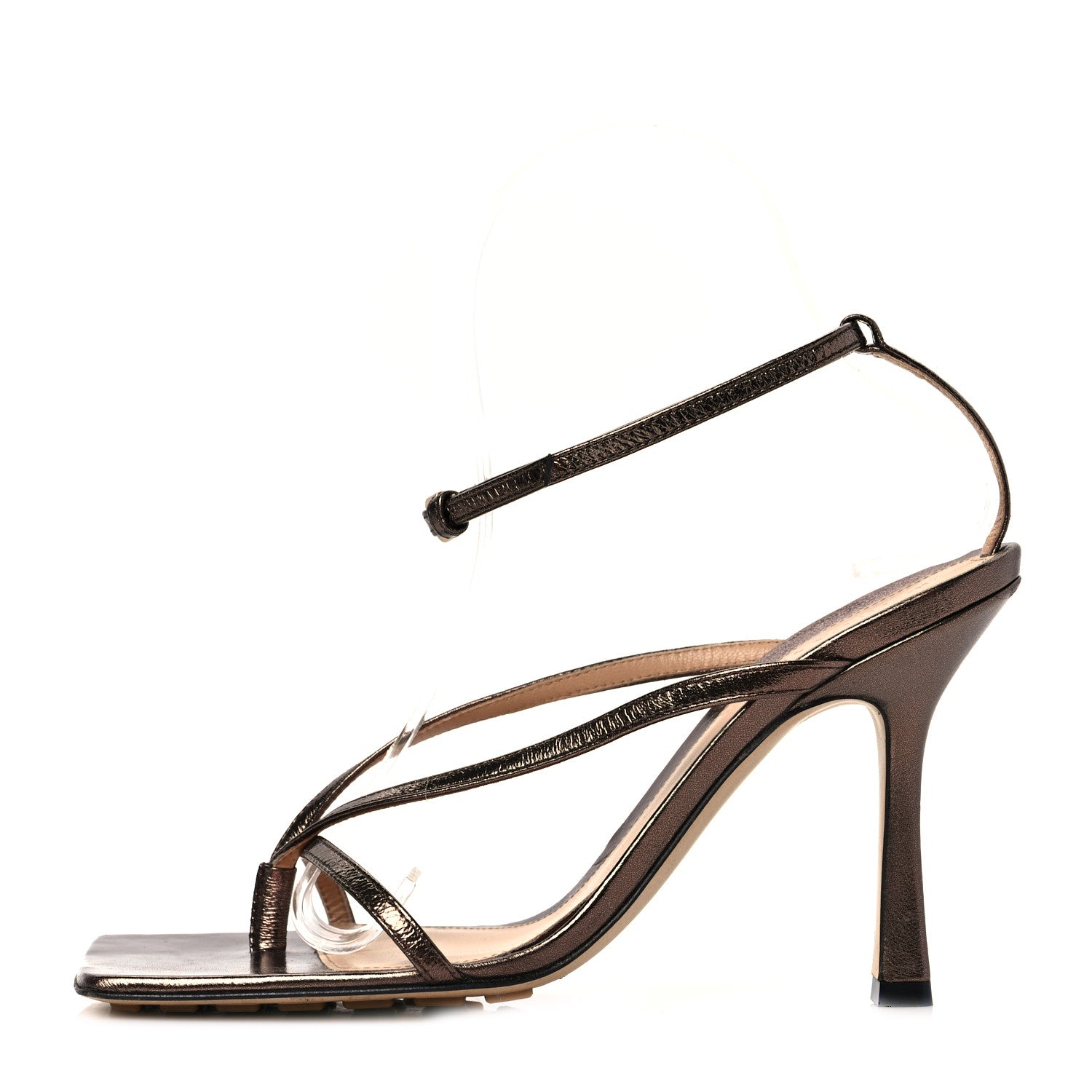 Bottega Veneta Metallic Lambskin Stretch Multi Strap 90mm Sandals 38 Fondant 1 of 7