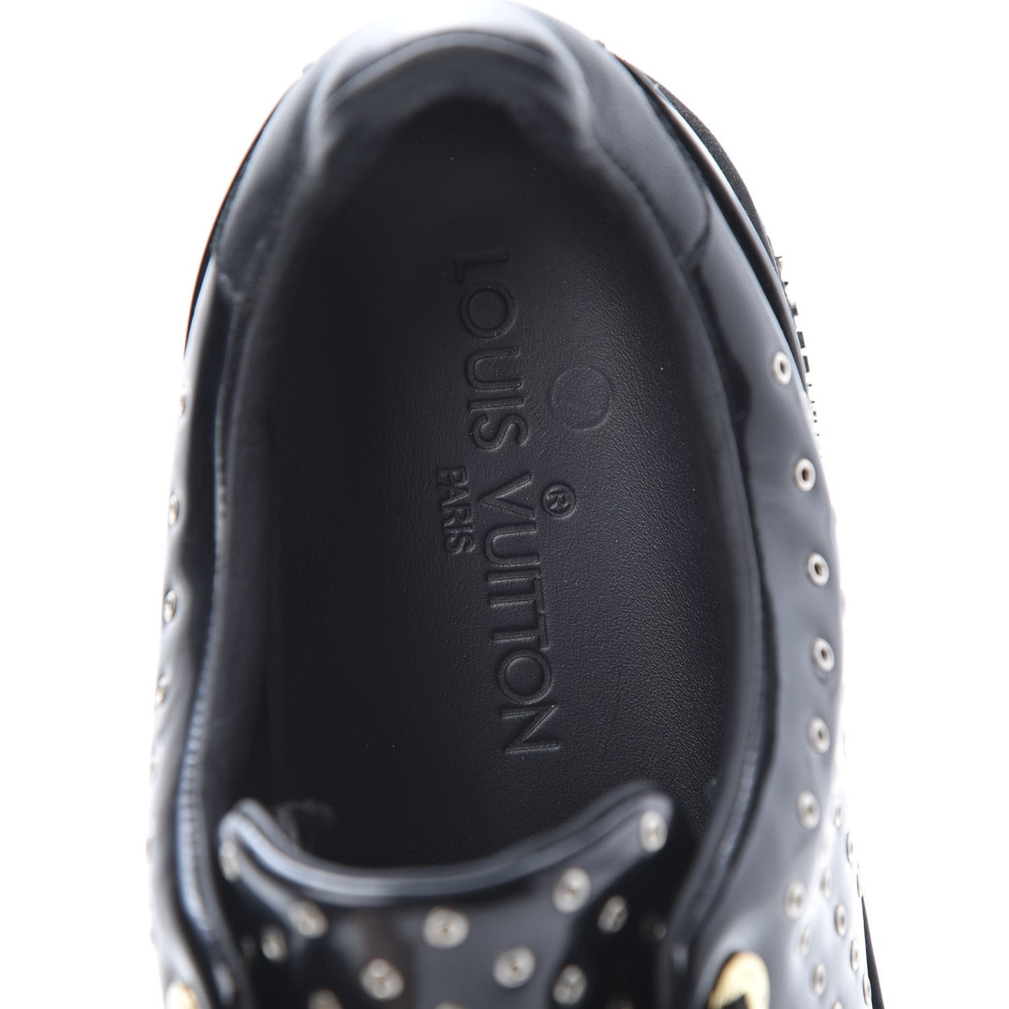 Patent Calfskin Studded Frontrow Sneakers 38 Black