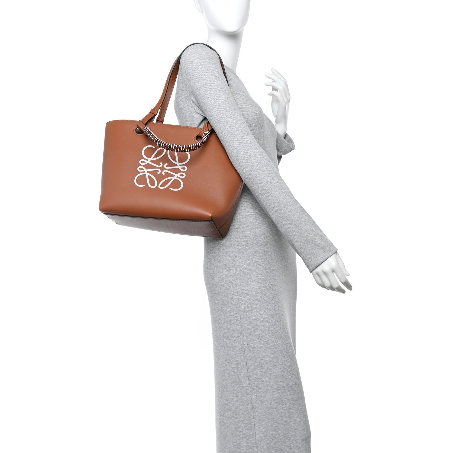 Loewe Smooth Calfskin Small Anagram Tote Tan Ecru 2 of 10