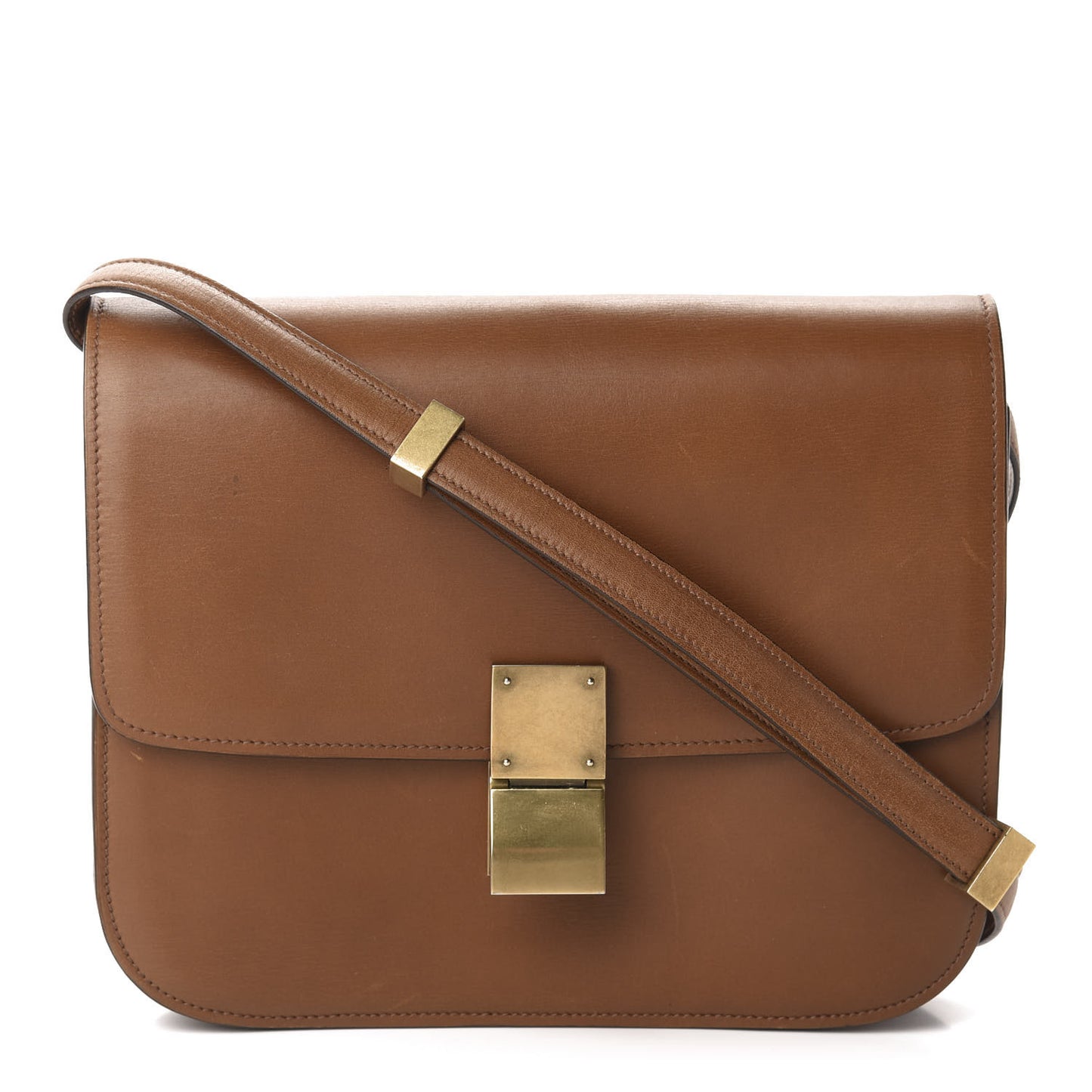 Box Calfskin Medium Classic Box Flap Bag Camel