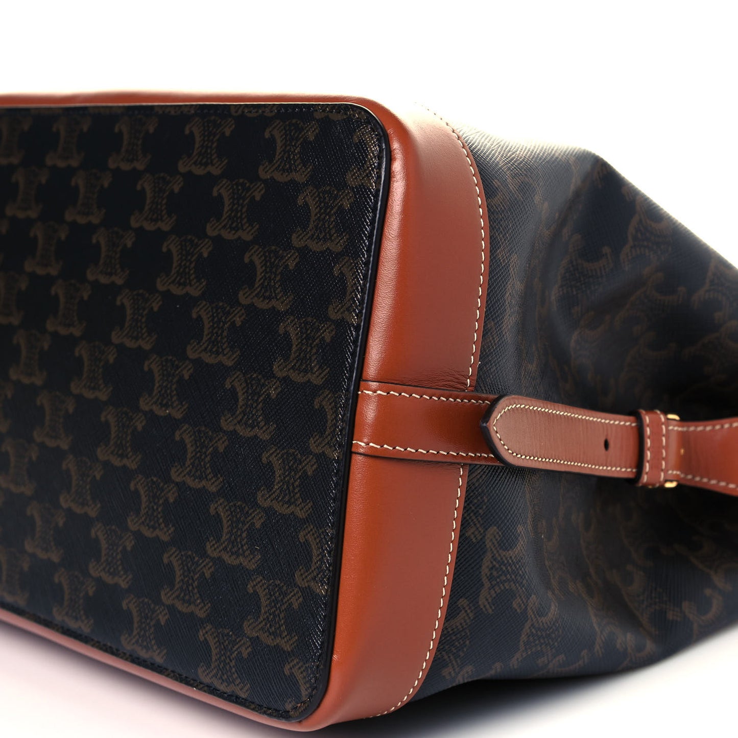 Triomphe Canvas Calfskin Cabas De France Handbag Tan