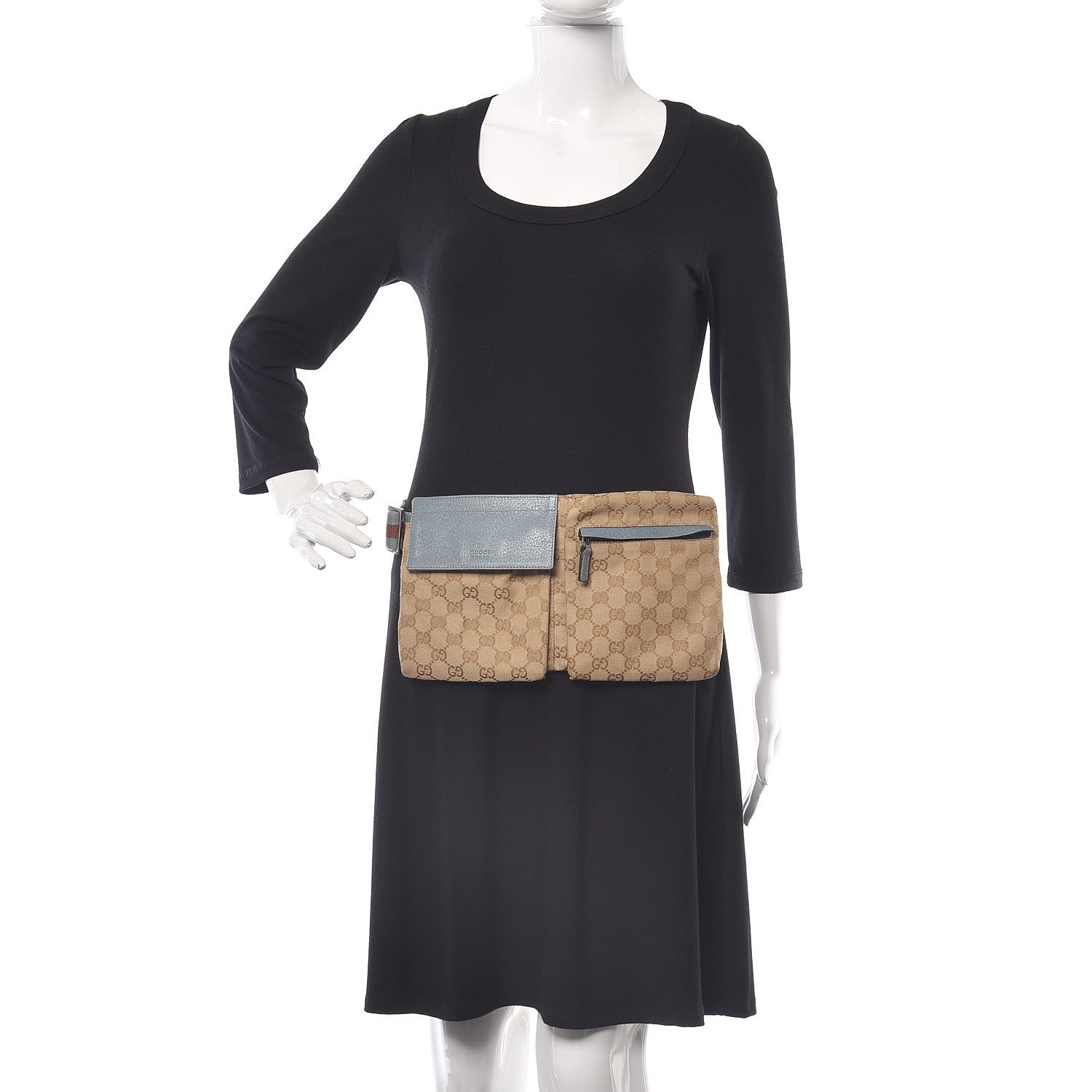 Gucci GG Monogram Web Double Pocket Belt Bag Blue 2 of 11