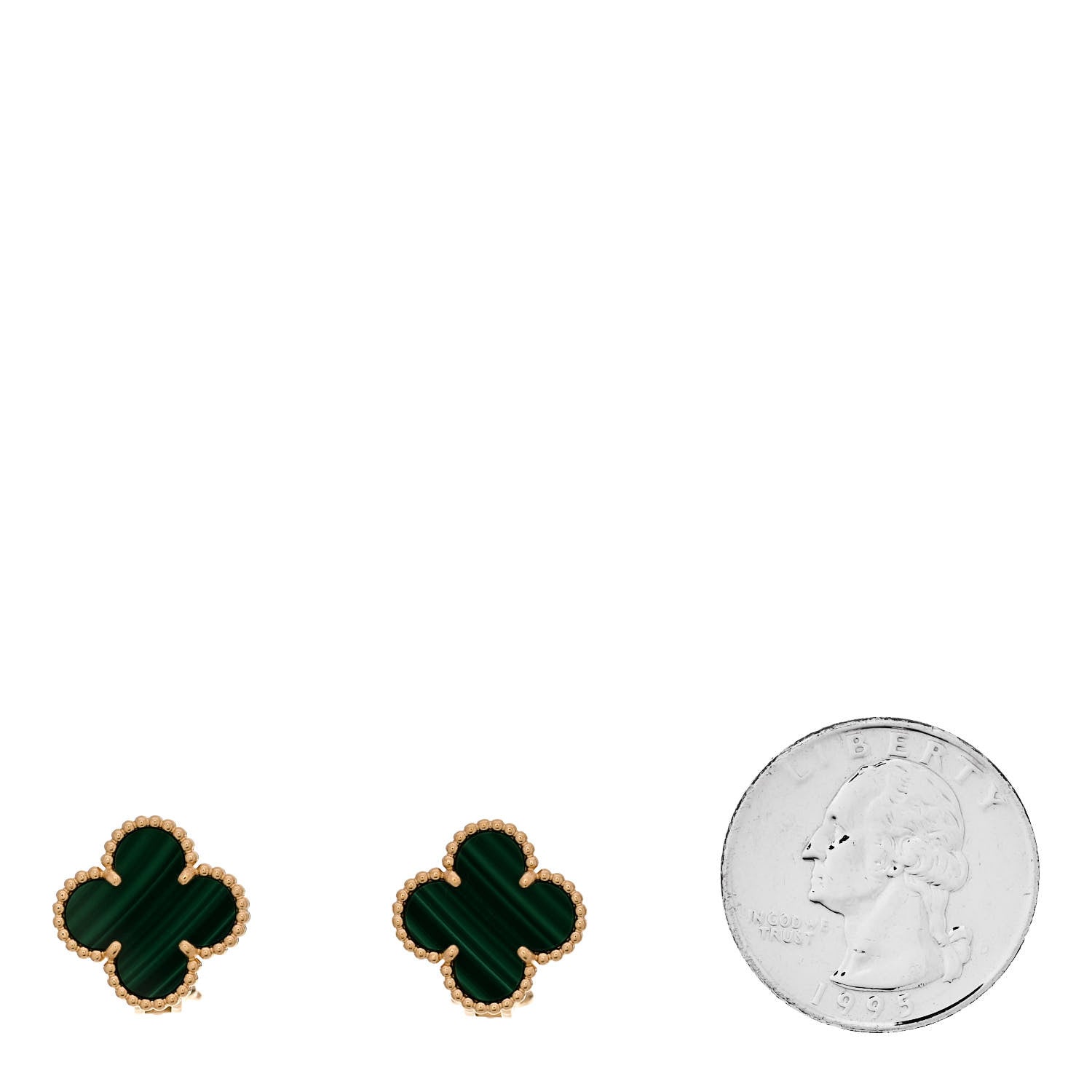 Van Cleef & Arpels 18K Yellow Gold Malachite Vintage Alhambra Earrings 2 of 5