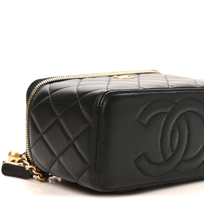 Chanel Lambskin Quilted Pearl Crush Small Vanity Case With Chain Black 9 of 11